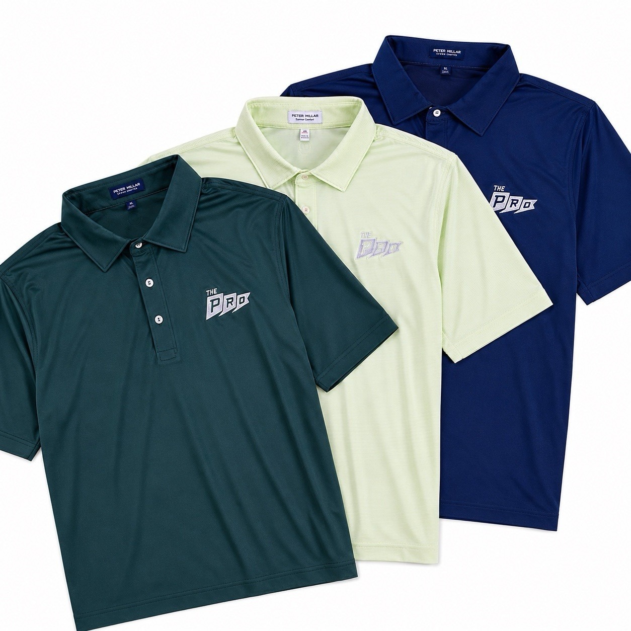 Lot Of 3 Peter Millar Polo Shirts Mens Xl The Pro Tour Issued Crown Crafted Golf